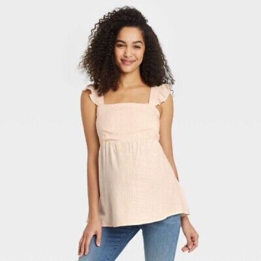 Flutter Short Sleeve Tie Back Maternity Top - Ingrid & Isabel - Size Large
